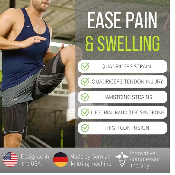 Thigh Brace. Hamstring Quad Wrap. Anti Slip Compression Sleeve for Your Legs - Picture 3 of 6